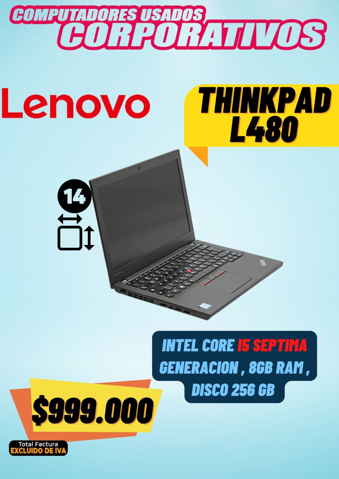 Lenovo Thinkpad L480 I5 Sexta